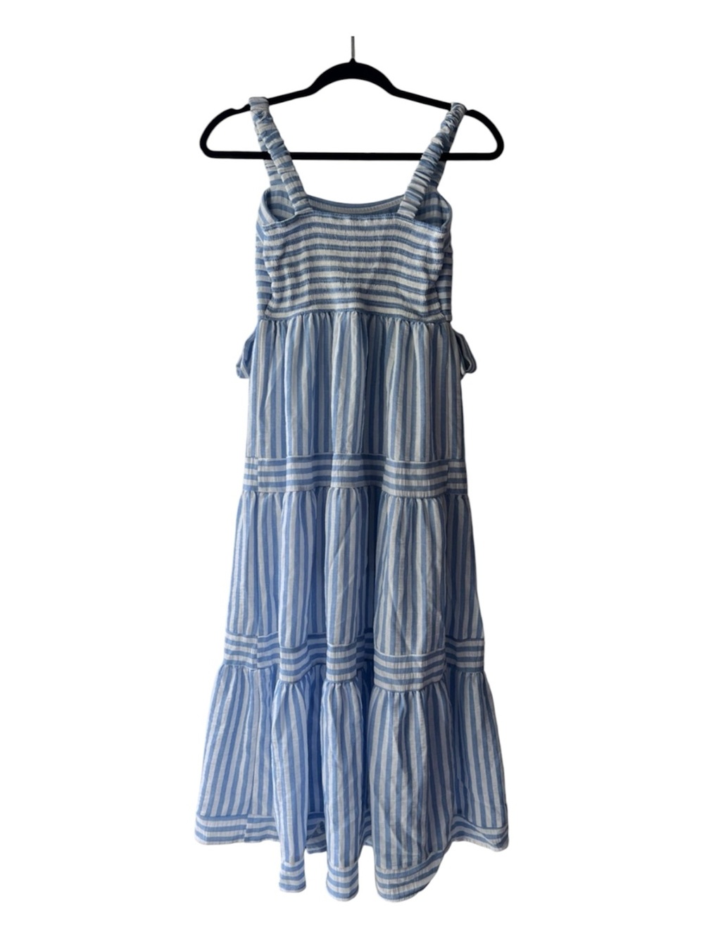 Anthropologie By The River Tiered Blue White Striped Tiered Sundress S EUC - Picture 3 of 8